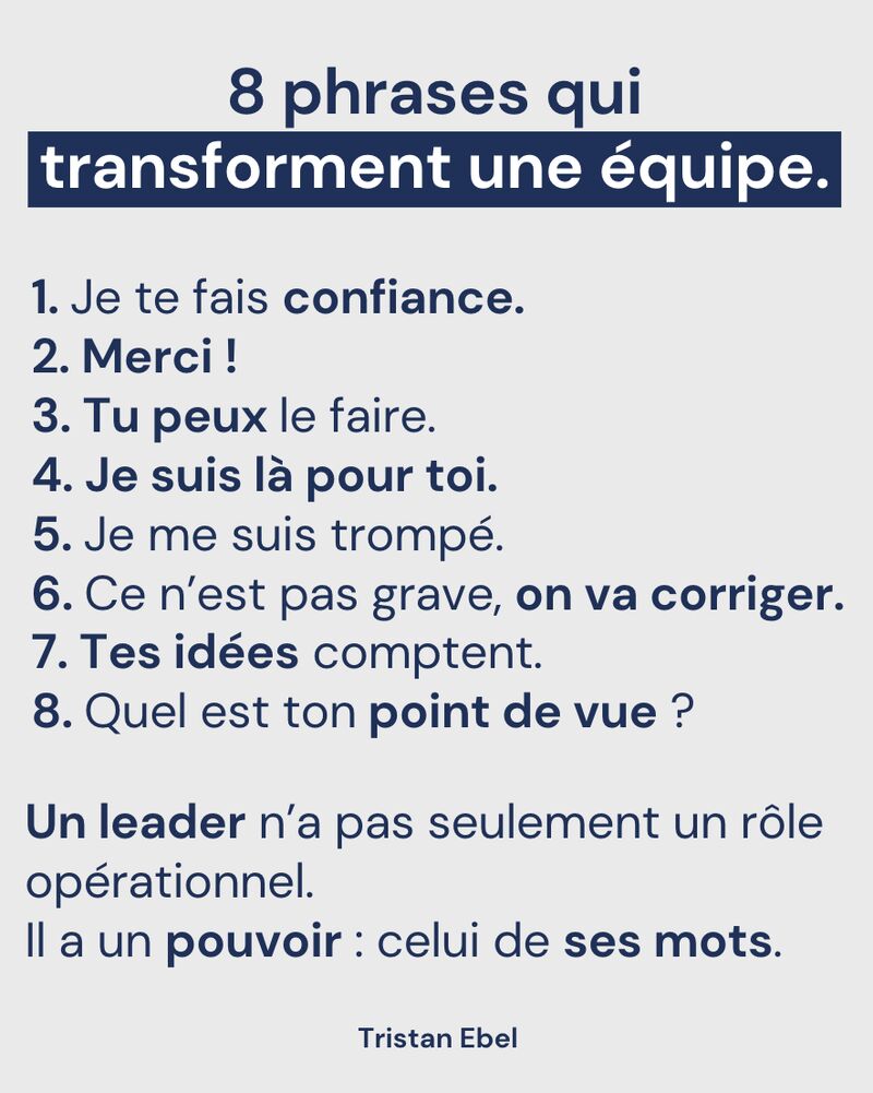 Image du post LinkedIn: 8 phrases qui transforment une équipe