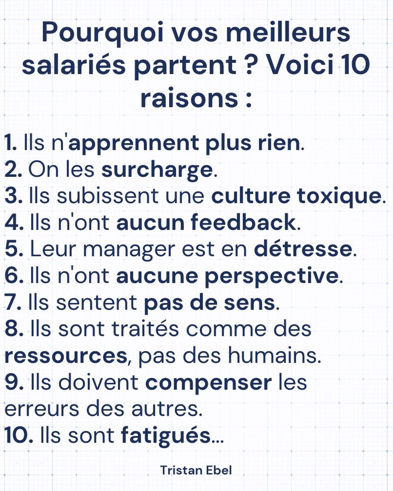 Image du post LinkedIn: On dit souvent : “Les gens ne quittent pas leur entreprise