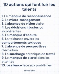 Image du post LinkedIn: Les talents ne quittent presque jamais une entreprise sur un coup de tête
