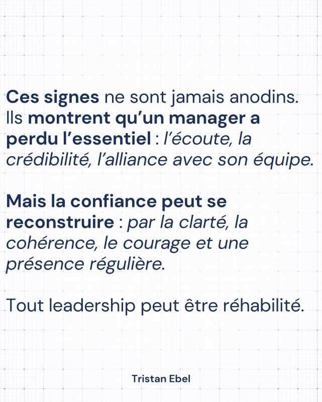 Image du post LinkedIn: Une équipe ne dit presque jamais : “On n’a plus confiance en notre manager