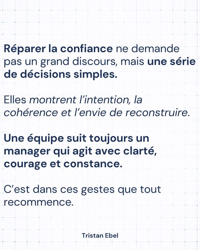 Image du post LinkedIn: Une équipe peut perdre confiance