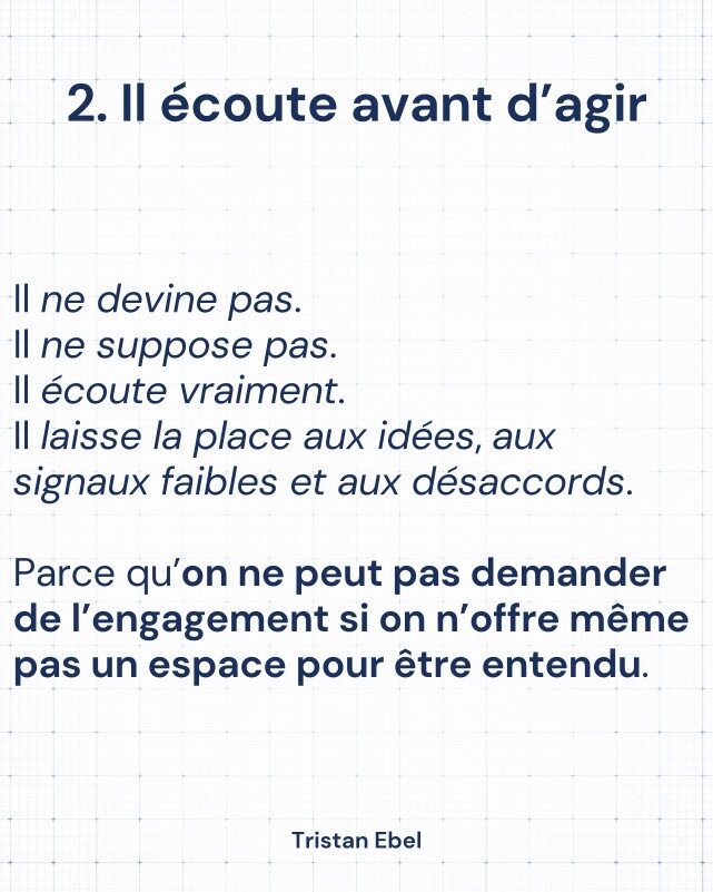 Image du post LinkedIn: Le leadership ne se joue pas dans les grandes déclarations