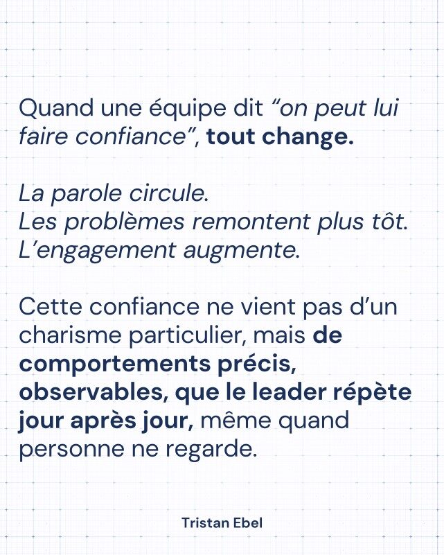Image du post LinkedIn: Quand une équipe dit : “On peut lui faire confiance”, ce n’est jamais un compliment anodin