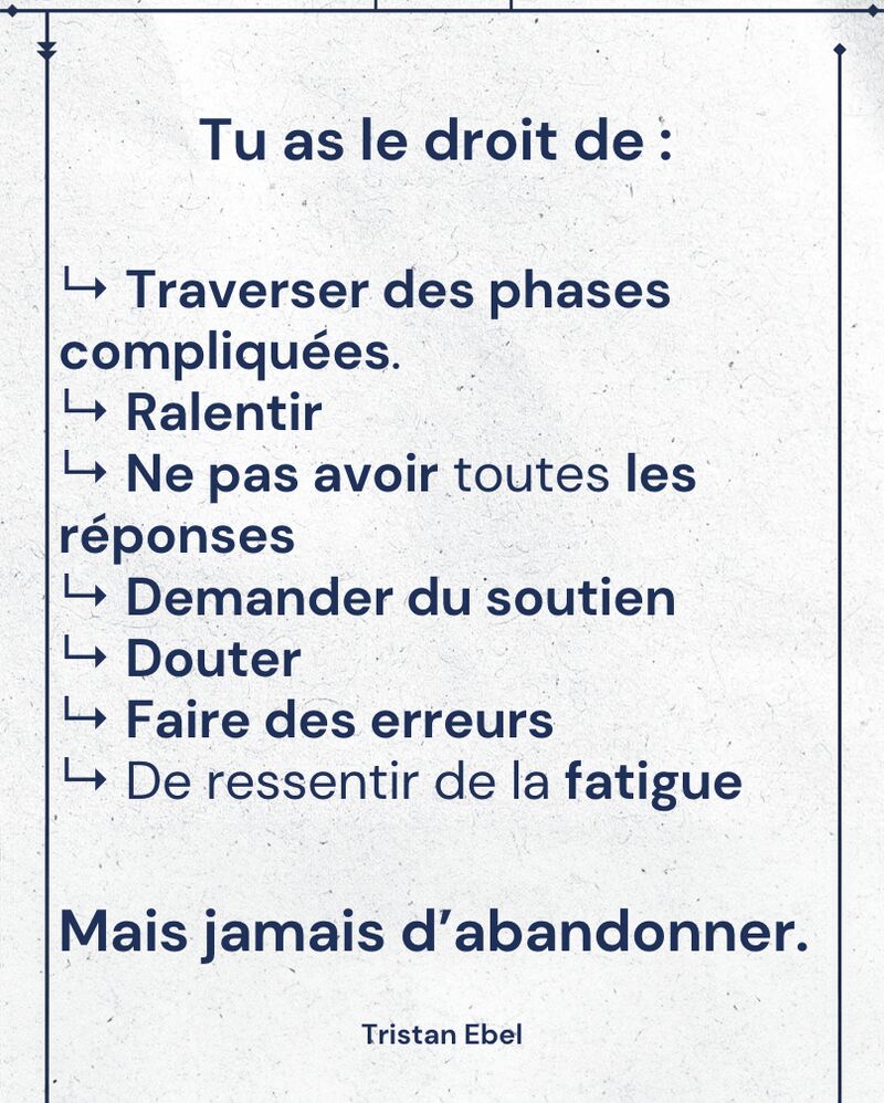 Image du post LinkedIn: Tu n’as pas besoin d’être parfait pour avancer