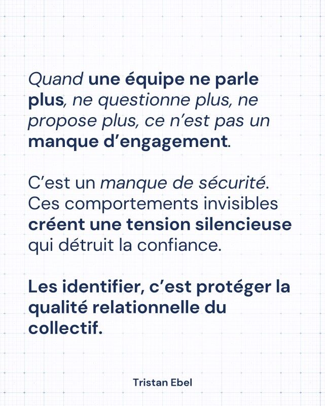 Image du post LinkedIn: Une équipe silencieuse n’est pas une équipe stable