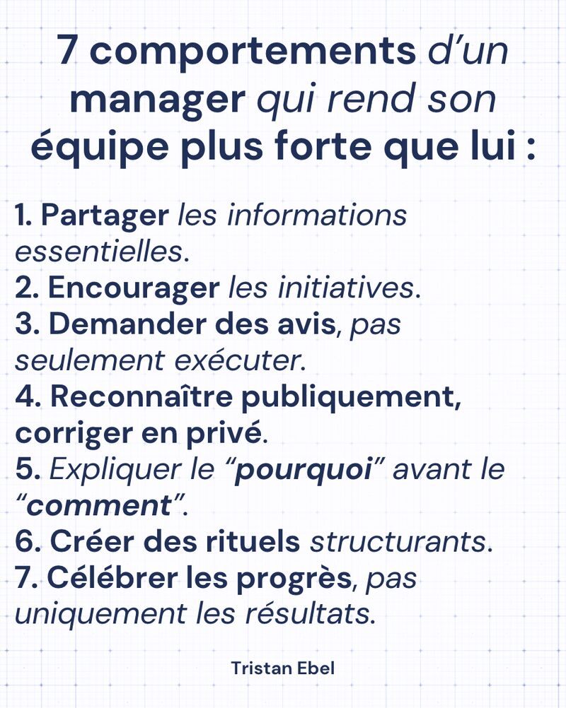 Image du post LinkedIn: Le rôle d’un manager n’est pas de rester le plus indispensable
