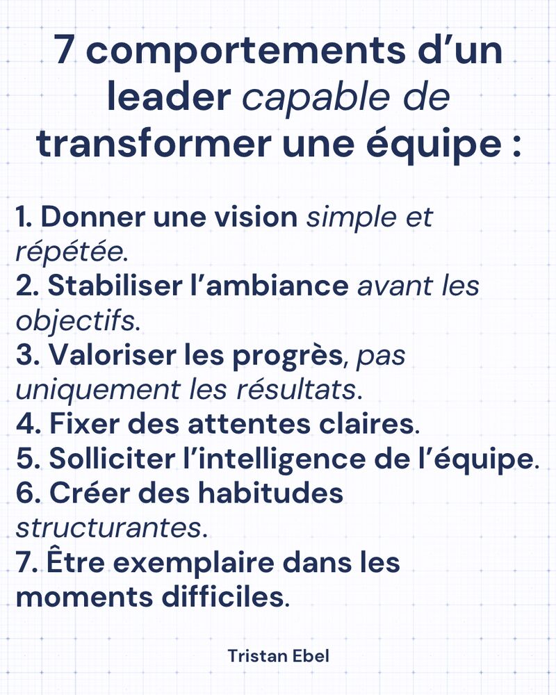 Image du post LinkedIn: Transformer une équipe ne commence pas par de grands discours