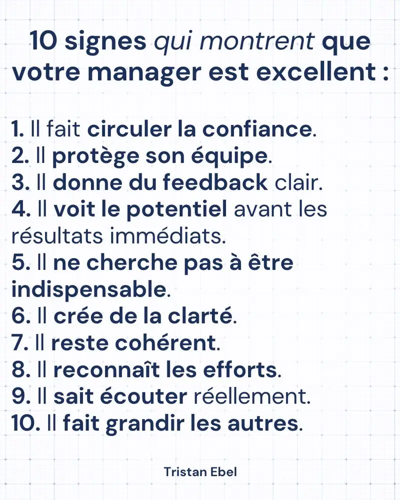 Image du post LinkedIn: Un excellent manager ne se reconnaît pas à son titre