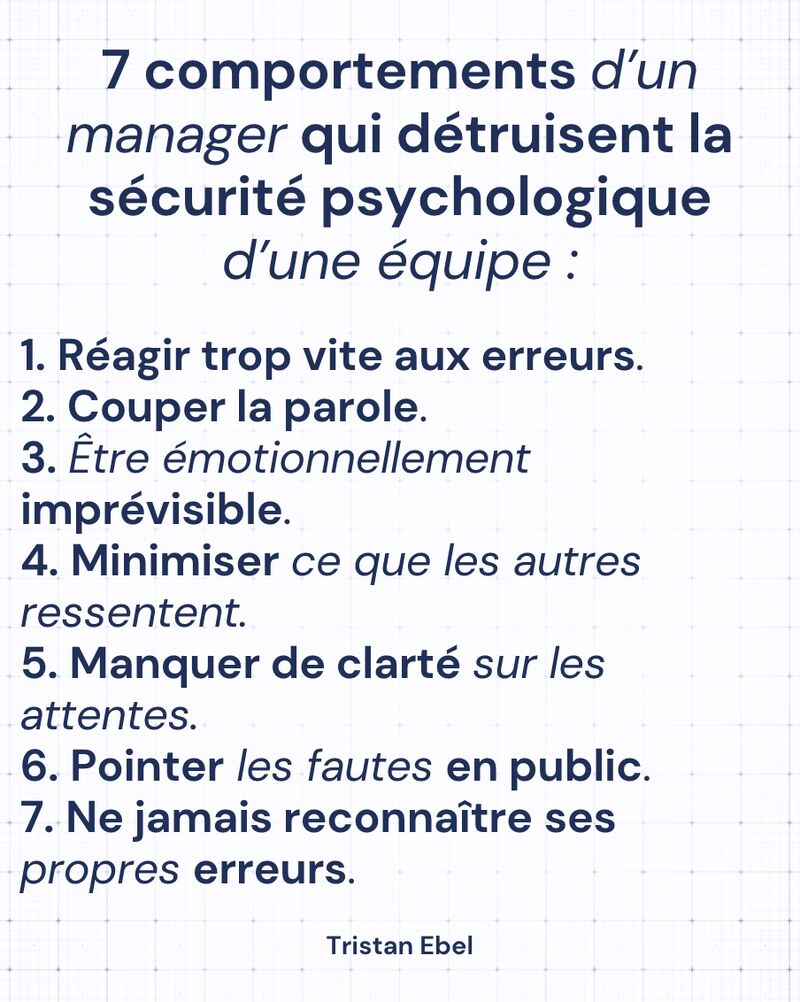 Image du post LinkedIn: La sécurité psychologique ne se construit pas avec des slogans