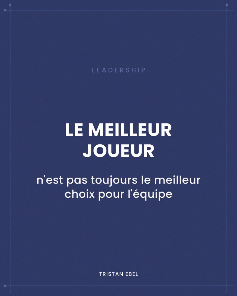 Image du post LinkedIn: Le meilleur joueur n'est pas toujours le meilleur choix pour l'équipe Le réflexe, c'est de choisir le plus performant Celui qui marque, qui produit, qui fait les meilleurs chiffres Simon Sinek raconte avoir demandé à des Navy SEALs comment ils choisissaient ceux qui rejoignent SEAL Team Six Ils regardent deux choses La performance : votre compétence sur le terrain La confiance : le type de coéquipier que vous êtes Deux cas sont évidents Le très performant en qui tout le monde a confiance, on le veut Le peu performant en qui personne n'a confiance, on l'écarte Le vrai choix est ailleurs Entre un très haut performeur en qui l'équipe n'a pas confiance Et un performeur plus moyen en qui toute l'équipe a confiance Sinek rapporte que les SEALs préfèrent le second Parce que dans une équipe réellement interdépendante, la performance d'un seul ne suffit pas Ce qui compte aussi, c'est la confiance que les autres peuvent lui accorder Peuvent-ils compter sur lui quand le collectif dépend de lui ?